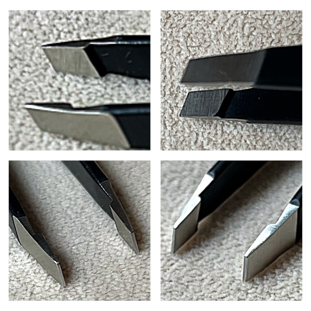 2 Tweezerman Slant Tip TWEEZERS; Black; Stainless Steel; FULL SIZE & TWEEZERETTE - Picture 5 of 11